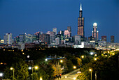 Chicago Skyline vor Sonnenaufgang, Chicago, Illinois, USA