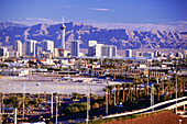 Skyline von Las Vegas bei Tag, Nevada, USA, Amerika