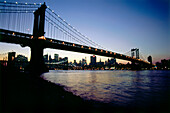 Manhattan Bridge at sunset, New York, USA, America