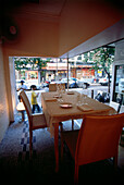 Covered table in Restaurant Falai, Manhattan, New York, USA, America