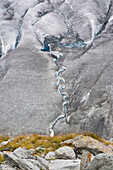 Structure and rill on ice, Aletsch Glacier, Canton Valais, Switzerland