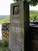 Road to Santiago sign near O Cebreiro, Lugo province. Spain