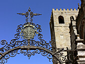 Gate, cathedral of Sigüenza. Guadalajara province, Castilla-La Mancha, Spain