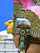 Aztec dancer at the Zocalo, Mexico City. Mexico