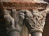 Capitals, Romanesque monastery of Santa María de Ripoll (12th century), Ripoll. Girona province, Catalonia, Spain