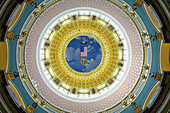 Interior dome architecture in the Iowa State Capital Building in Des Moines, Iowa, USA.