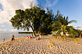 People relaxing at beach, Speightstown, Barbados, Caribbean