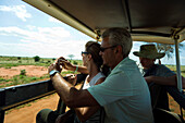 Tourists having a safari tour, Tsavo East National Park, Coast, Kenya
