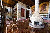 Lobby with fireplace, Taita Hills Lodge, Coast, Kenya