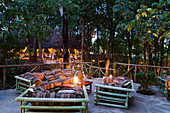 Illuminated bridge to dining room, The Sands, Chale Island, Coast, Kenya