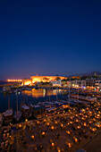 Kyrenia harbour and Kyrenia castle at night, Kyrenia, Girne, North Cyprus, Cyprus