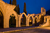Bellapais abbey in the evening light, Beylerbeyi, Abbaye de la Pais, monastery ruin, near Kyrenia, near Girne, North Cyprus, Cyprus