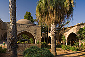 Agia Napa Monastery with fountain and palm trees, Conference centre, Council of Churches, Agia Napa, Cyprus