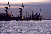 Harbor in the evening, Hamburg, Germany