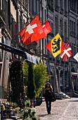 A woman shopping in the Marktgasse, Old City of Berne, Berne, Switzerland