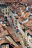 Blick von der Münstergasse von oben, Altstadt, Bern, Schweiz