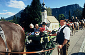 Church anniversary parish fair procession at Samerberg, Tradition, Upper Bavaria, Bavaria, Germany