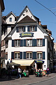 Pavement cafe and Restaurant zum Alten Stoeckli, Barfuesserplatz, Basel, Switzerland