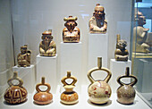 Mochica ceramics, glass case.