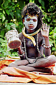 Child representing god Vishnu. Rishikesh. Uttar Pradesh. India.
