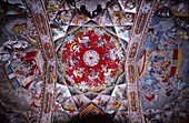 Painted ceiling, Ratan Daulat palace in Bundi. Vindhya Range, Rajasthan, India