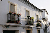 Balconies with flowers, Aracena. Huelva province, Andalusia, Spain