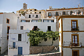 Streets and cathedral. Ibiza, Balearic Islands. Spain