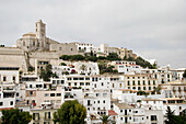 Cathedral and streets. Ibiza. Balearic Islands. Spain