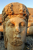 Colossal statue head at summit of Mount Nemrut. Turkey.
