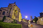 Church and Castle at night. Hérisson. Allier. France