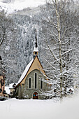 Church in the snow. Chamonix. France