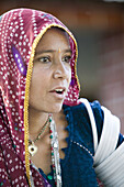 Portrait of Rajasthani woman. Bhenswara. Rajasthan. India