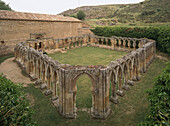 Arches in the cloister of San Juan de Duero (13th century) near Soria. Castilla-Leon, Spain