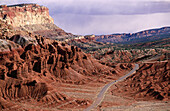 Road through the Capitol Reef National Park in Utah, USA