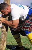 Tossing the caber, Highland Games. Callander. Scotland, UK