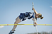 Female high school pole vaulter