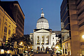 State Capitol building at night, Indianapolis. Indiana, USA