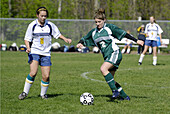 Girls high school soccer action