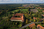 Aerial shot of convent Mariensee, Neustadt am Rubenberge, Lower Saxony, Germany