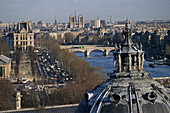View over the Petit Palais onto the Seine river and the Ile de Cité, Paris, France, Europe