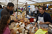 Cheese Stand at Market, Santa Maria del Cami, Mallorca, Balearic Islands, Spain