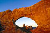 Torrent Arch seen through North Window Arch. Arches National Park. Utah, USA