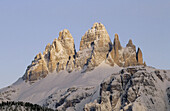 Drei Zinnen, Three Chimneys. View from Monte Agudo. Dolomites. South Tirol. Italy.