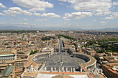 St. Peters Square and Via della Conciliazione from the Dome of the Basilica. Vatican City. Rome. Italy