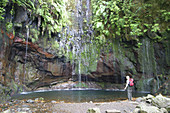 Levada das 25 fontes (25 fountains waterfall). Madeira Natural Park. Rabaçal. Madeira island. Portugal.