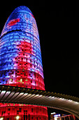 Agbar Tower by Jean Nouvel at night, Barcelona. Catalonia, Spain