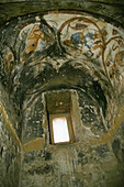 Frescoes. Qasr Amra, old bathhouse and lodge in the desert. Desert castle. Jordan.