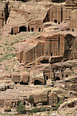 Nabataean stone tombs carved into the rock, Petra. Jordan