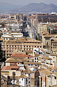 Overview of the city. Avenida de la Constitución. Granada. Andalusia. Spain