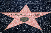 Steven Spielbergs star at Hollywoods walk of fame. Hollywood Boulevard. Hollywood, Los Angeles. California. USA.